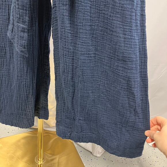 Gap V-neck Crinkle Cotton Jumpsuit Womens 00 Navy Blue New Spring Summer classic - Picture 5 of 13